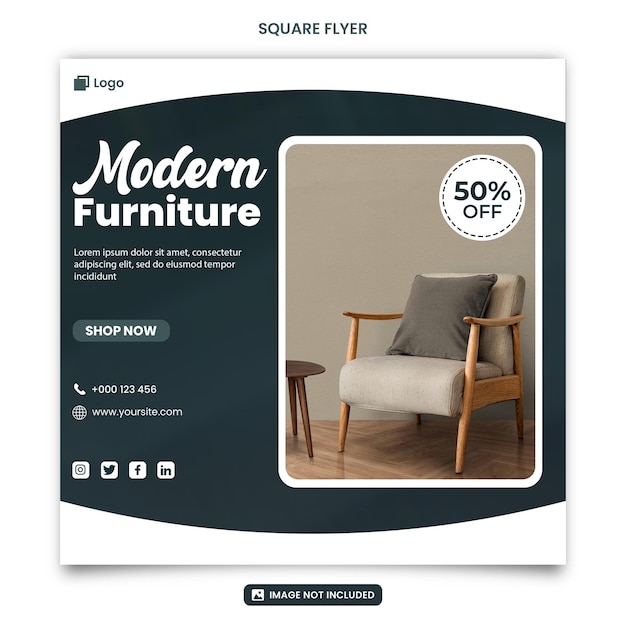 psd modern furniture square flyer style
