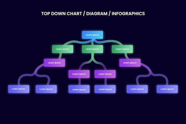 PSD psd modern gradient top down chart diagram infographic