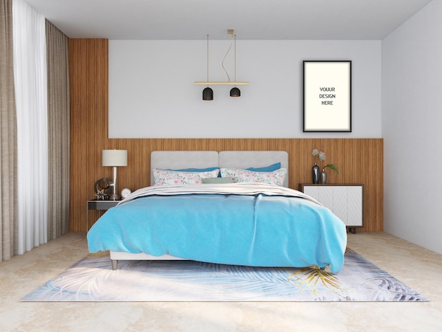 PSD modern hanging frame mockup Living room poster photo frame mockup