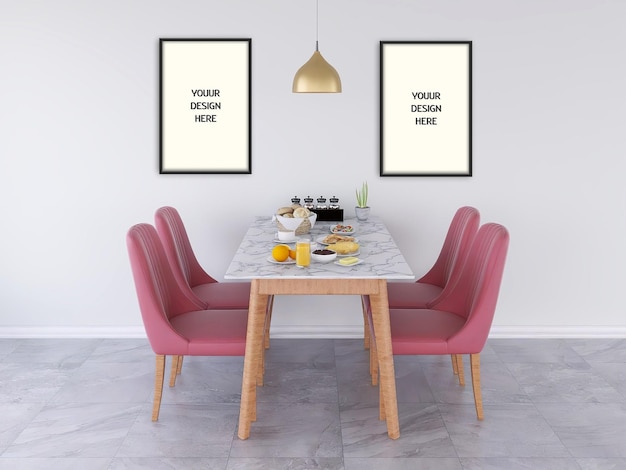 PSD psd modern hanging frame mockup living room poster photo frame mockup