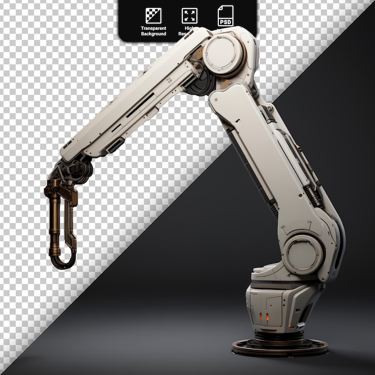 PSD psd modern industrial robotic arm isolated on transparent background