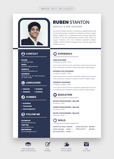 PSD psd modern minimalist simple cv resume template