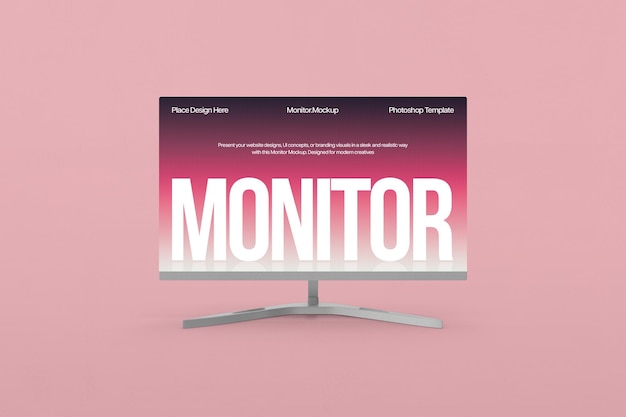Psd Modern Monitor Mockup on Pink Backdrop