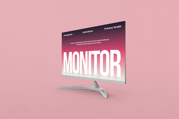 Psd Modern Monitor Mockup on Pink Background