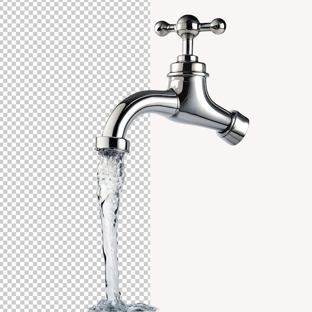 PSD psd of a modern steel faucet in the kitchen on transparent background