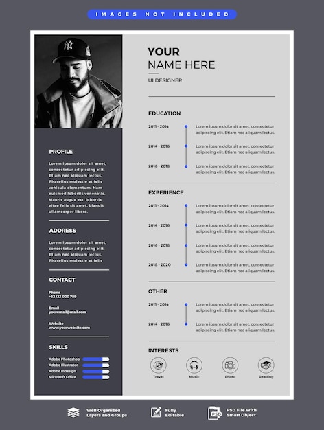 PSD psd-moderne cv- of cv-sjabloon