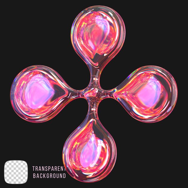 Psd Moleculaire structuur y2k vorm in Dispersion Glass 3d rendering