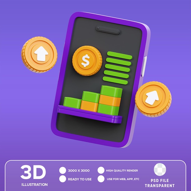 PSD illustrazione 3d di psd money profit