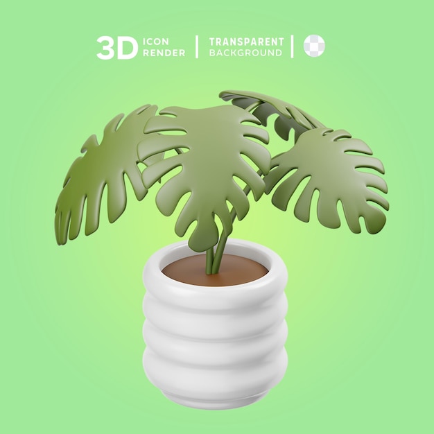 PSD psd monstera deliciosa 3d illustration