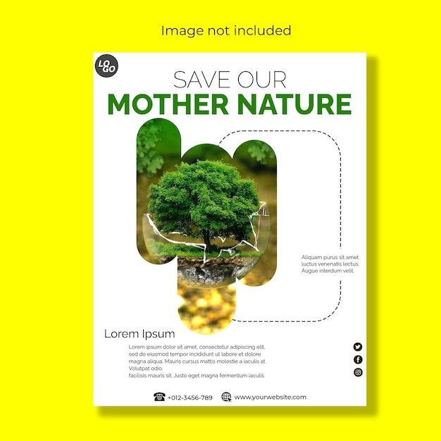 PSD psd mooie natuur flyer en brochure sjabloon met moderne stijl