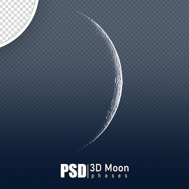 PSD 달의 위상은 배경 없이 사실적으로 3d 렌더링됩니다.