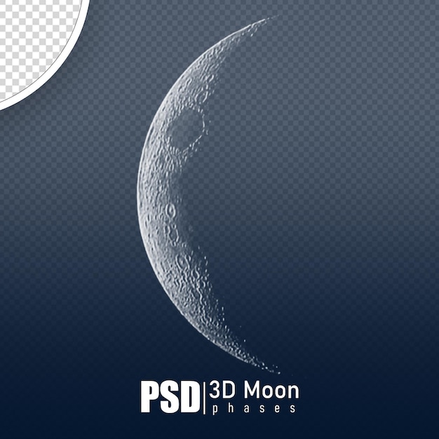 PSD psd 달의 위상은 배경 없이 사실적으로 3d 렌더링됩니다.