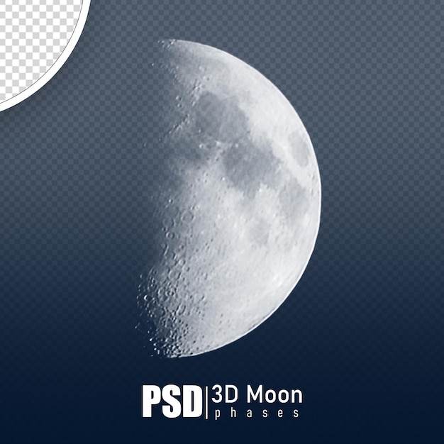 PSD moon phases 3d render realistic with no background