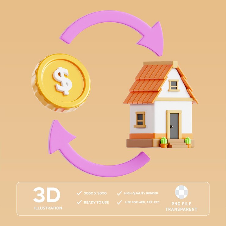 PSD psd 抵押贷款 3d 插图