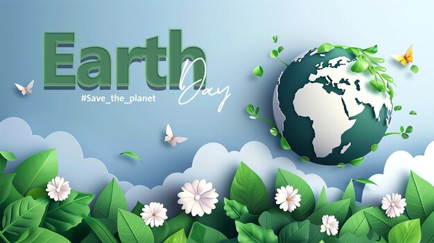 Psd mother earth day poster template save the planet