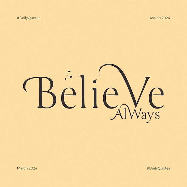 PSD Motivation Typography Design for Social Media and Instagram Post Template