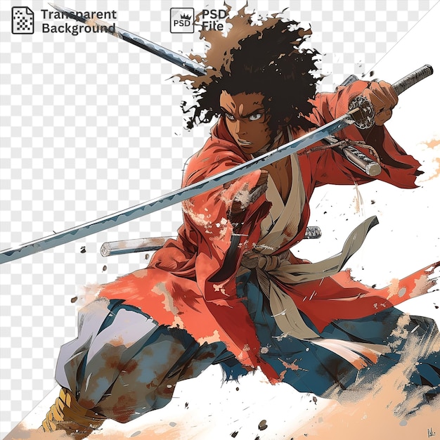 Psd mugen van samurai champloo hanteert een zilveren zwaard in dit hd behang met zijn zwarte haar dat zijn gezicht omlijst en een wit been zichtbaar op de voorgrond