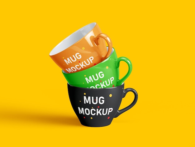 Psd mugs on background mock up