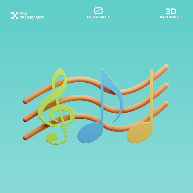 PSD Музыкальная нота 3D иллюстрация