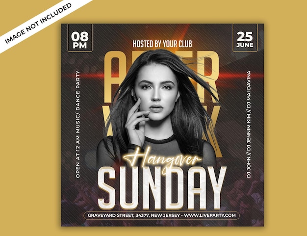 Psd music party flyer template or social media poster