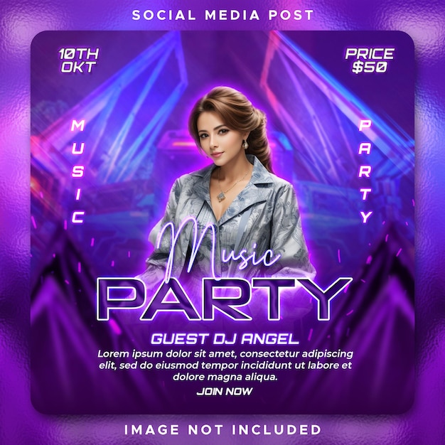 Psd nachtclubfeest flyer sociale media post