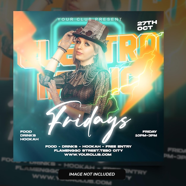 PSD nachtclubfeest flyer