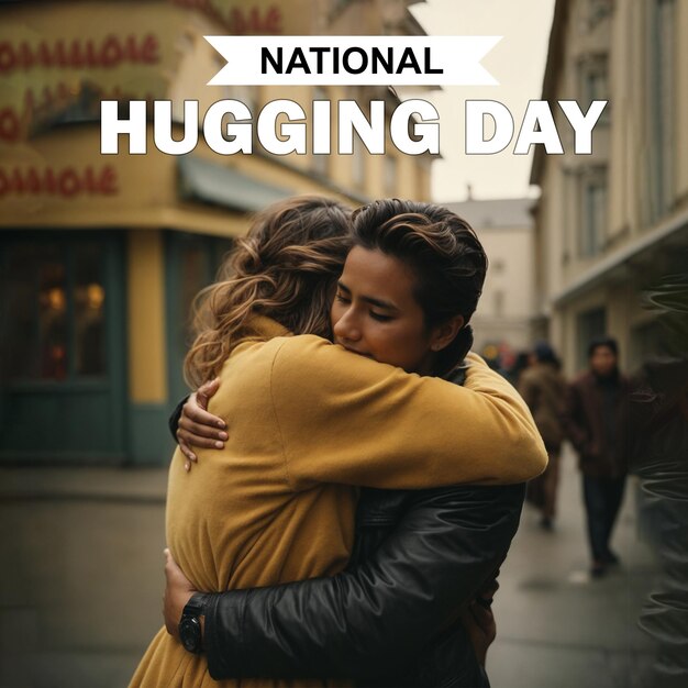 Psd national hugging day social media post design