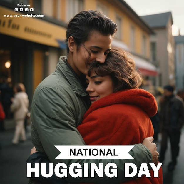 Premium PSD | Psd national hugging day social media post design