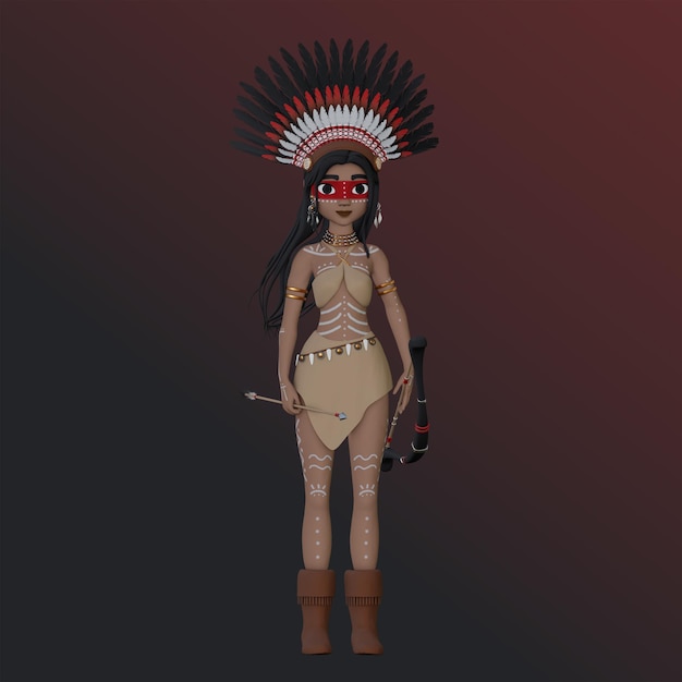 PSD psd native american indian girl illustration