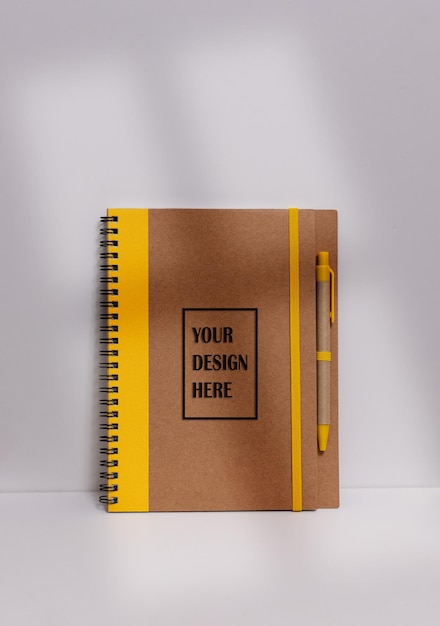 PSD natural notebook with window shade mock-up