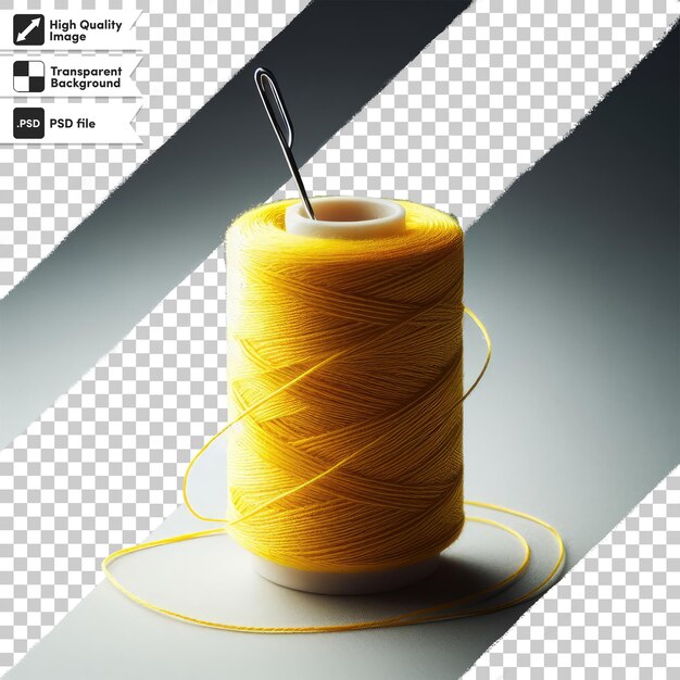 Psd needle and colorful thread on transparent background