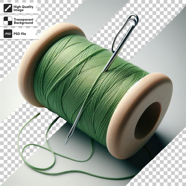 Psd needle and colorful thread on transparent background