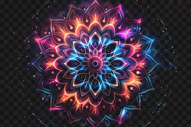 PSD psd neon art fusion of shape collage outline и светящийся объект для декоративного концептуального дизайна