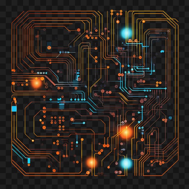 PSD psd of neon circuitry borderline design neon lines style circuit bo transparent clipart png 4096px