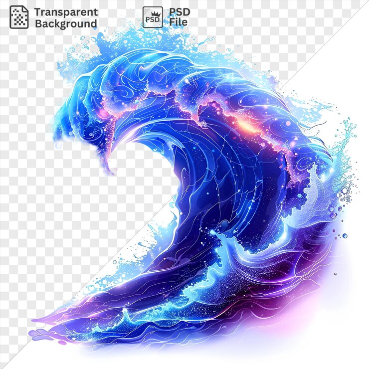 PSD psd 霓虹彩波 矢量符號 潮 藍色 水在海洋中噴