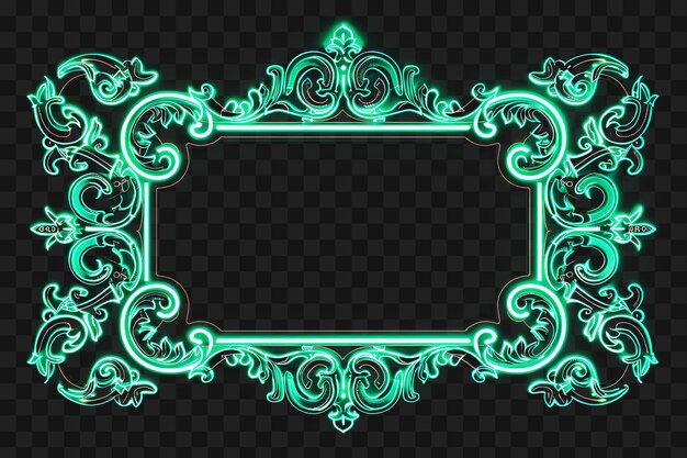 PSD psd neon rope light frame con segni di dollari e denaro green colo outline collage art transparente