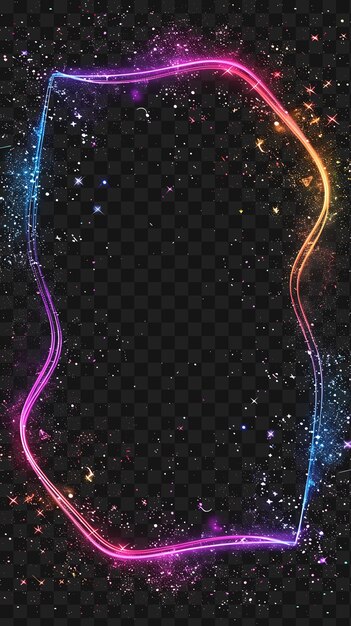 PSD psd neon rope light frame with stars and galaxy colors with a tw outline collage art transparent