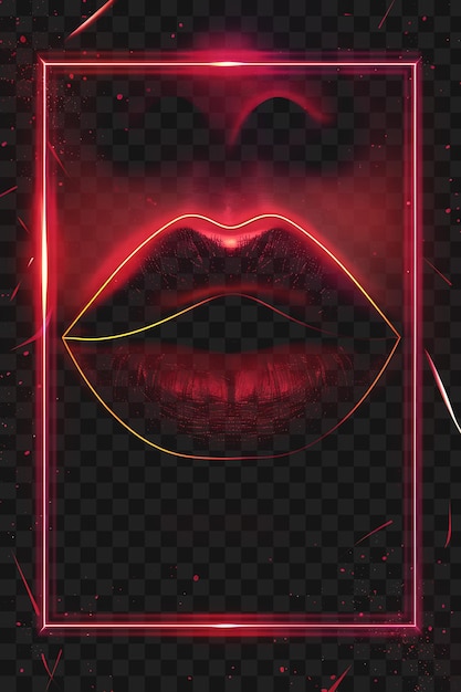PSD psd neon tube light frame z wargami i żywym czerwonym kolorem z konturem collage art transparent