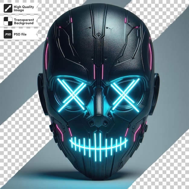 PSD neonowa maska doomsday z oczami w kształcie x na przezroczystym tle z edytowalną warstwą maski