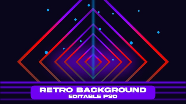 PSD neonowe tło siatki retro