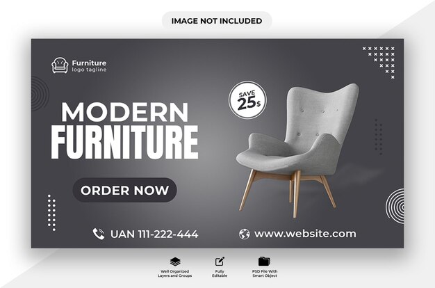 PSD psd new arrival executive furniture sale web banner template