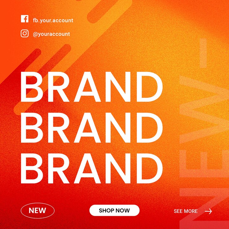 PSD psd new brand typography design for social media and instagram post template