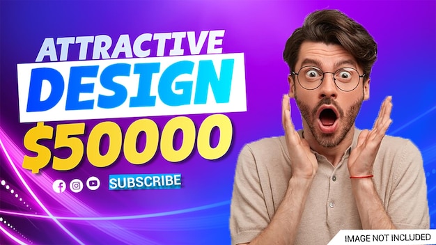 PSD новый современный эффект свечения видеоигры обзор youtube миниатюры и веб-баннер шаблон