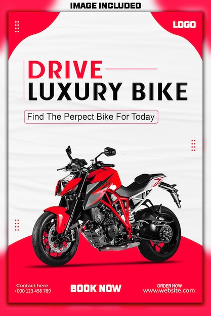 Psd new motorcycle social post template design