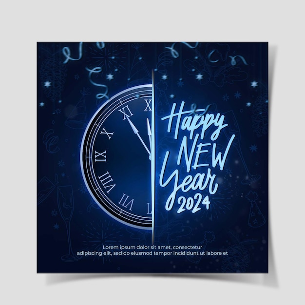 PSD psd nuovo anno 2024 festa di celebrazione post