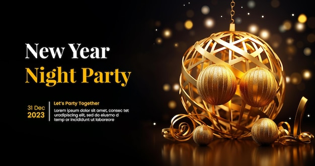 Psd new year banner 2024 party poster
