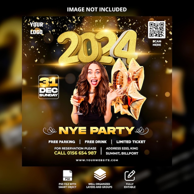 PSD psd new year party flyer template