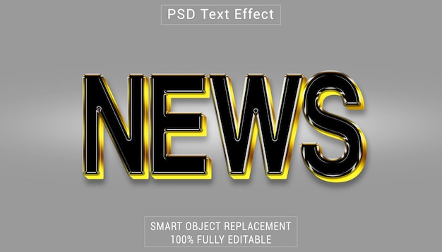 PSD effetto stile di testo del logo psd news