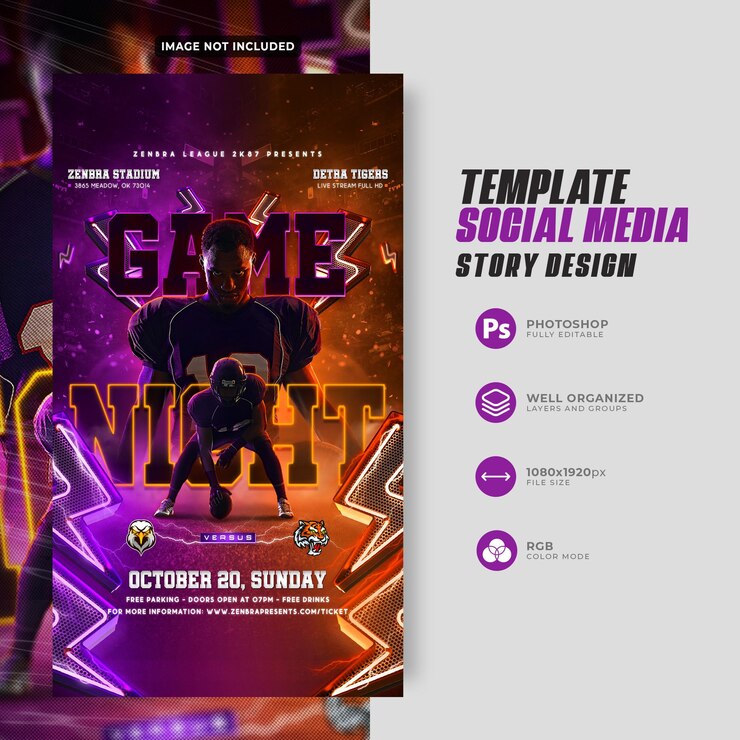 PSD psd nfl football player matchday sociale media instagram verhaal sjabloon