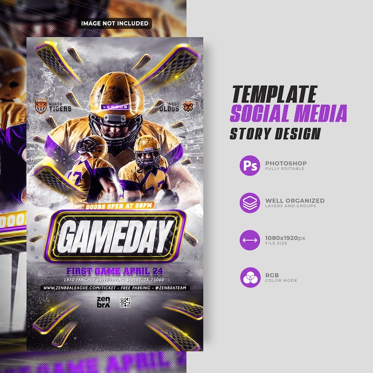 PSD psd nfl football player matchday sociale media instagram verhaal sjabloon